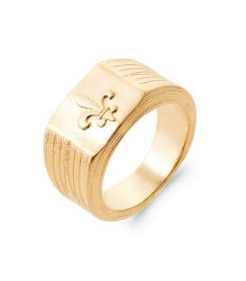 Chevalière plaqué or fleur de lys en relief 