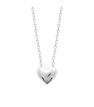 Collier chaîne argent massif coeur petit zirconium 