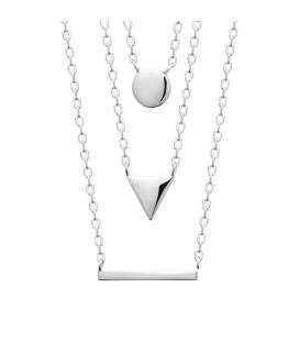 Collier chaînes argent massif pendant géométrique