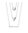 Collier chaînes argent massif pendant géométrique