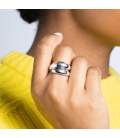 Bague alliance argent anneau enroulé en tête à tête