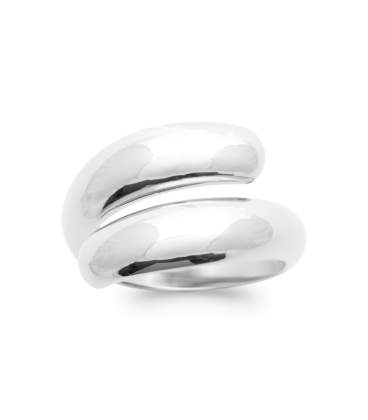 Bague alliance argent anneau enroulé en tête à tête