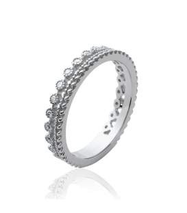 Bague argent massif alliance bordée de zirconium-1