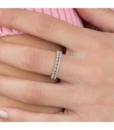 Bague argent massif alliance bordée de zirconium-1