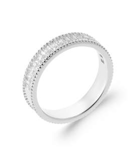 Bague alliance argent massif oxydes de zirconium blanc