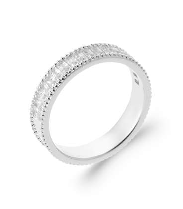 Bague alliance argent massif oxydes de zirconium blanc