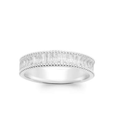 Bague alliance argent massif oxydes de zirconium blanc