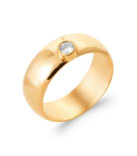 Bague plaqué or petite perle biwa zirconium-1