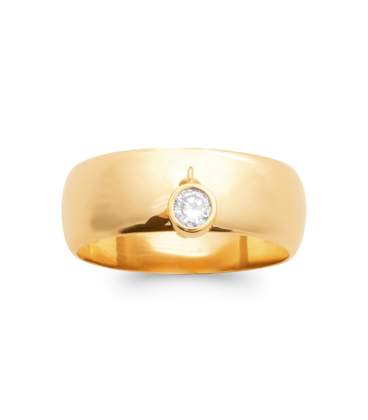 Bague plaqué or petite perle biwa zirconium-1