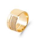 Bague plaqué or et oxyde de zirconium en demi jonc ouverte