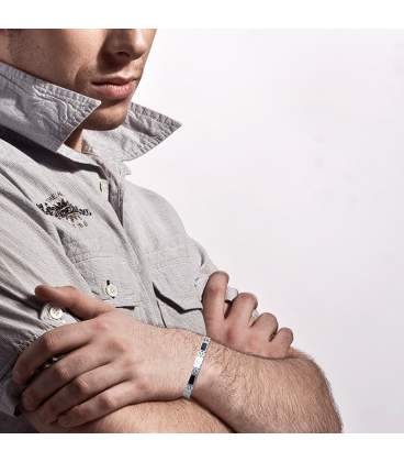 Bracelet homme acier et carbone 