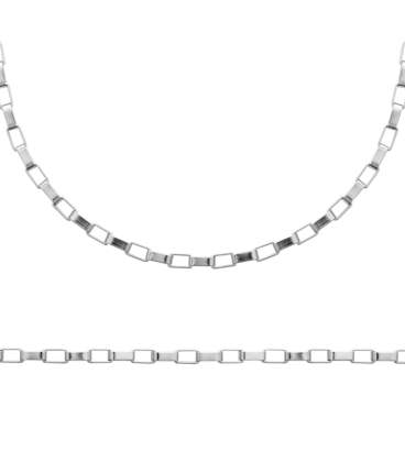 Chaine de cou collier homme maillons rectangulaires aérés