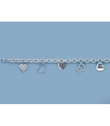 Bracelet SAINT VALENTIN argent massif breloques coeurs-1