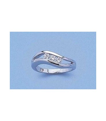 Bague argent massif jonc s'ouvrant sur trois oxydes de zirconium-1