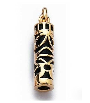 Pendentif plaqué or et onyx original TIKY-1