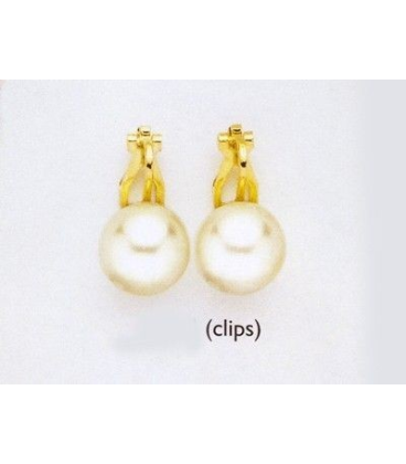 Clips boucles d'oreilles perle de MAJORQUE pour oreilles non percées-1