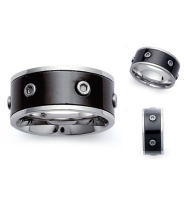 Bague homme acier et émail Bague homme acier et émail