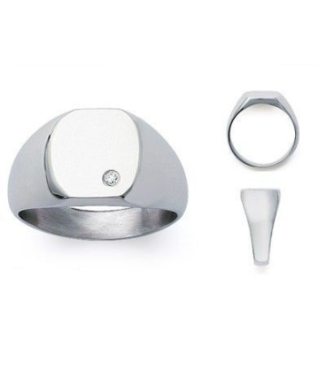 Bague belle chevalière homme acier petit zirconium 